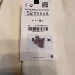 White / Ivory Double-Breasted White Blazer by Zara